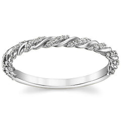 Round Brilliant Moissanite Twisted Rope Stackable Band