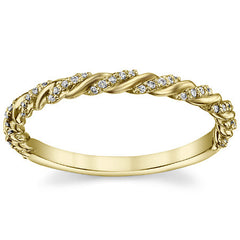 Round Brilliant Moissanite Twisted Rope Stackable Band