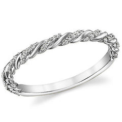 Round Brilliant Moissanite Twisted Rope Stackable Band