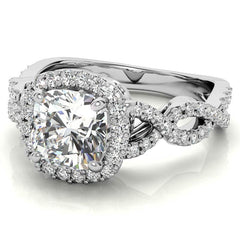 Cushion Infinity Halo Engagement Ring with Scrolls