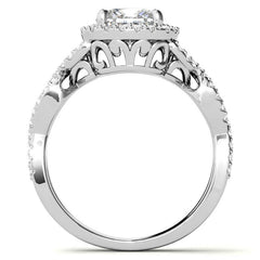 Cushion Infinity Halo Engagement Ring with Scrolls