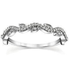 Round Brilliant Diamond Leaf Design Stackable Band