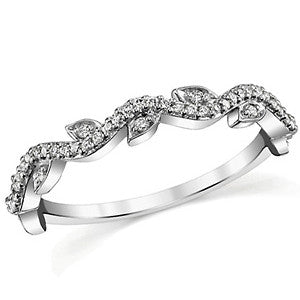 Round Brilliant Diamond Leaf Design Stackable Band