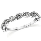 Round Brilliant Diamond Leaf Design Stackable Band