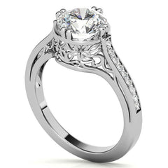 NESW Double Prong Round Brilliant Moissanite Engagement Ring