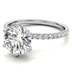 6-Prong Round Brilliant Moissanite Engagement Ring with Collar