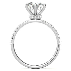 6-Prong Round Brilliant Moissanite Engagement Ring with Collar