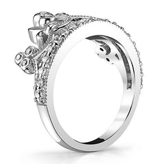 Crown Design Right Hand Ring with Milgrain Accents