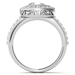 Round Halo Bezel Antique Moissanite Engagement Ring