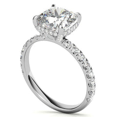 Cushion Moissanite Pave Basket Engagement Ring - 2.3mm
