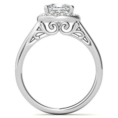 Cushion Scroll Halo Moissanite Engagement Ring