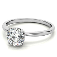 4-Prong Accented Tulip Round Brilliant Moissanite Solitaire Ring