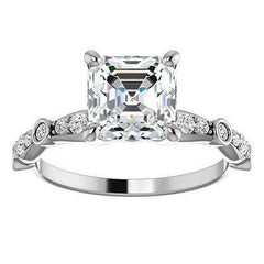 Asscher Moissanite Engagement Ring