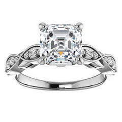 Asscher cut Moissanite Engagement Ring