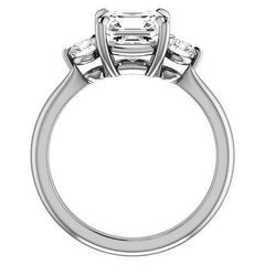 Asscher & Round Moissanite 3-Stone Ring
