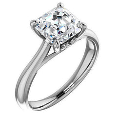Asscher cut Basket Solitaire with Scroll Accents