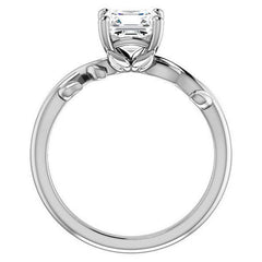 Asscher cut Solitaire with Floral Accents