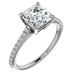 Asscher cut Accented Engagement Ring