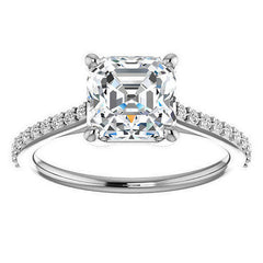 Asscher cut Accented Engagement Ring