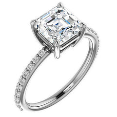 Asscher Moissanite Petite Basket Engagement Ring