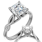 Asscher cut Moissanite Sculptural Styled Solitaire Ring