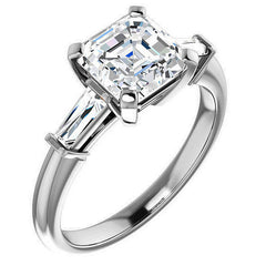 Asscher & Baguette Moissanite Engagement Ring