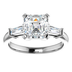 Asscher & Baguette Moissanite Engagement Ring