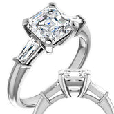 Asscher & Baguette Moissanite Engagement Ring