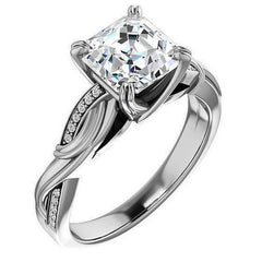 Asscher cut Infinity Accent Engagement Ring