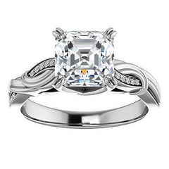 Asscher cut Infinity Accent Engagement Ring