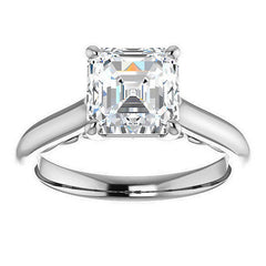 Asscher Scroll Accented Solitaire Engagement Ring