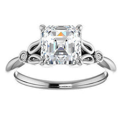 Floral Inspired Asscher Cathedral Engagement Ring