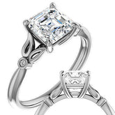 Floral Inspired Asscher Cathedral Engagement Ring