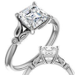 Floral Inspired Asscher Cathedral Engagement Ring