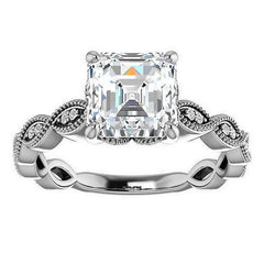 Asscher Infinity-Styled Engagement Ring with Milgrain