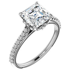 Asscher cut Vintage Engagement Ring with Milgrain