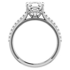 Asscher cut Vintage Engagement Ring with Milgrain