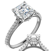 Asscher cut Vintage Engagement Ring with Milgrain