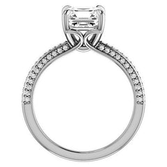 Asscher cut Claw Prong Moissanite Engagement Ring
