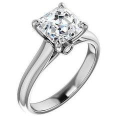 Asscher Cathedral Engagement Ring with Surprise Diamond