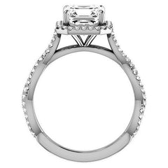 Asscher cut Twisted Cathedral Halo Engagement Ring