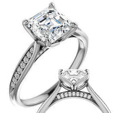 Asscher Moissanite Tulip Cathedral Engagement Ring