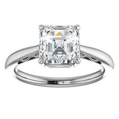 Asscher cut Scroll Solitaire Ring
