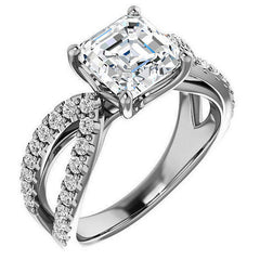 Asscher cut Infinity Style Engagement Ring