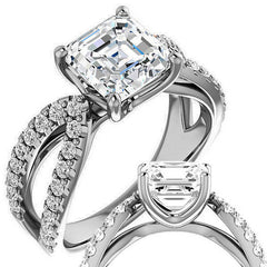Asscher cut Infinity Style Engagement Ring