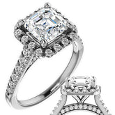Asscher Halo Cathedral Engagement Ring