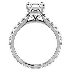 Asscher shaped Moissanite Engagement Ring