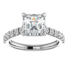Asscher shaped Moissanite Engagement Ring