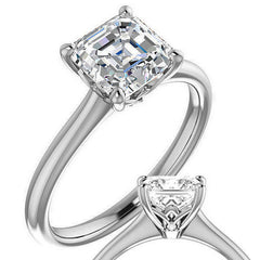 Asscher Moissanite Solitaire Ring