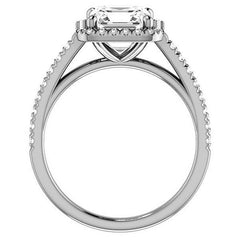 Asscher Cut Halo Cathedral Engagement Ring